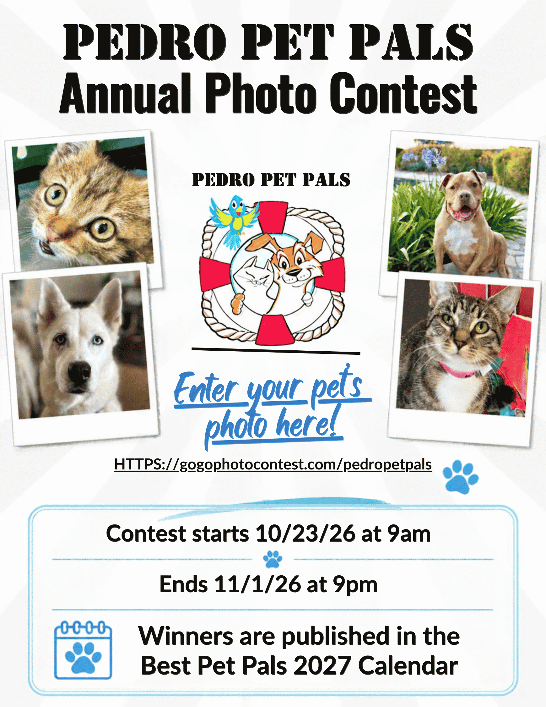Pedro Pet Pals 2027 annual photo contest