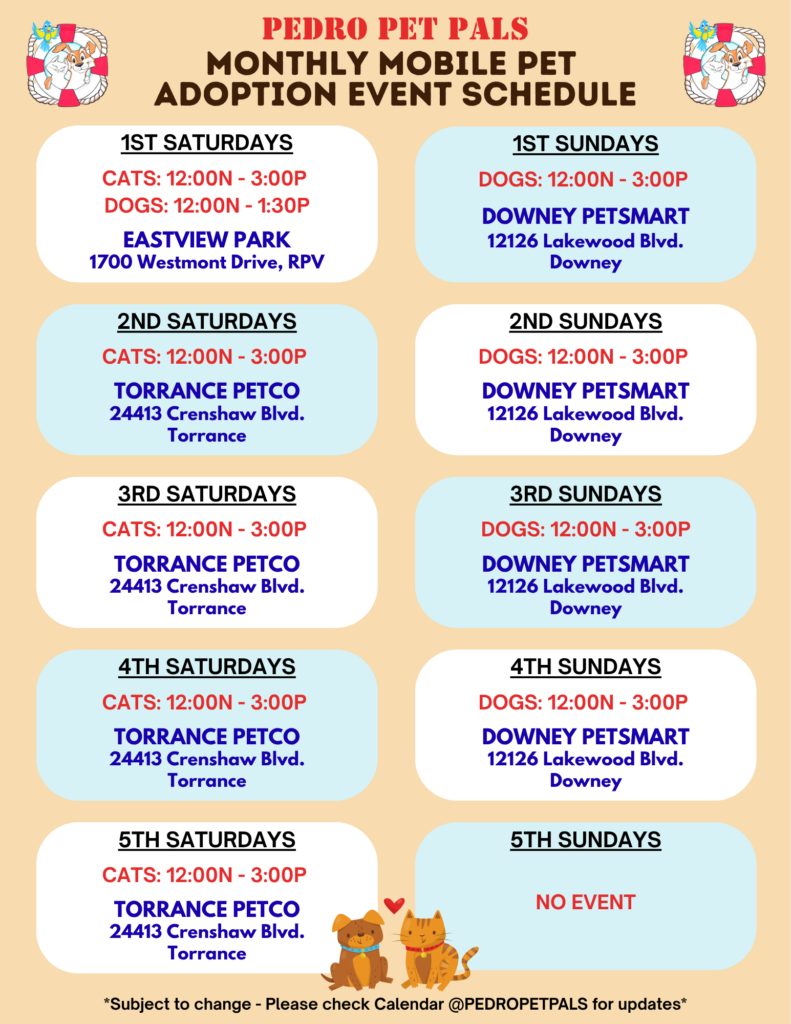 Pedro Pet Pals Mobile adoptions as of 10/14/2026